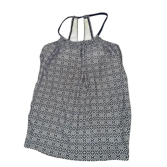 5/$25 Kona Sol Navy and Cream Geometric Halter Swim Top - Picture 2 of 5